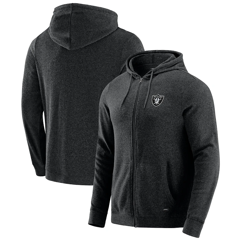 Sweat à capuche zippé tri-blend gris chiné foncé J. Palmer pour homme, joueur de Las Vegas Raiders