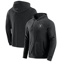 Sweat à capuche zippé tri-blend gris chiné foncé J. Palmer pour homme, joueur de Las Vegas Raiders