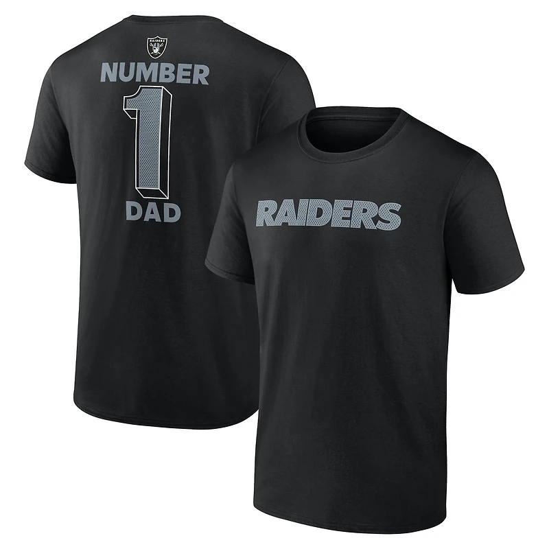 T-shirt de sport noir pour homme avec logo des Raiders Las Vegas, numéro 1, style papa