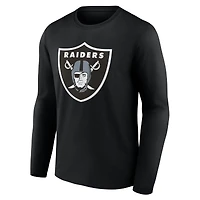 T-shirt à manches longues noir logo principal des Las Vegas Raiders pour homme