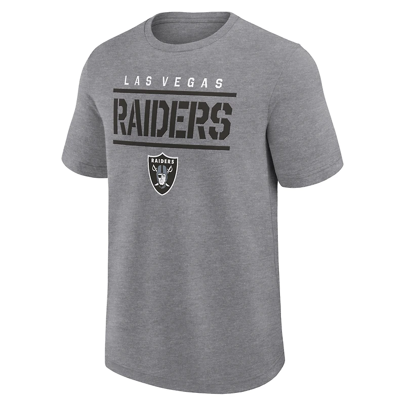 Men's Logo Athletic Heather Gray Las Vegas Raiders Top Notch T-Shirt