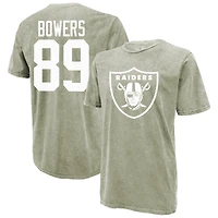Men's Majestic Threads Brock Bowers Moss Green Las Vegas Raiders Mineral Wash Name & Number T-Shirt