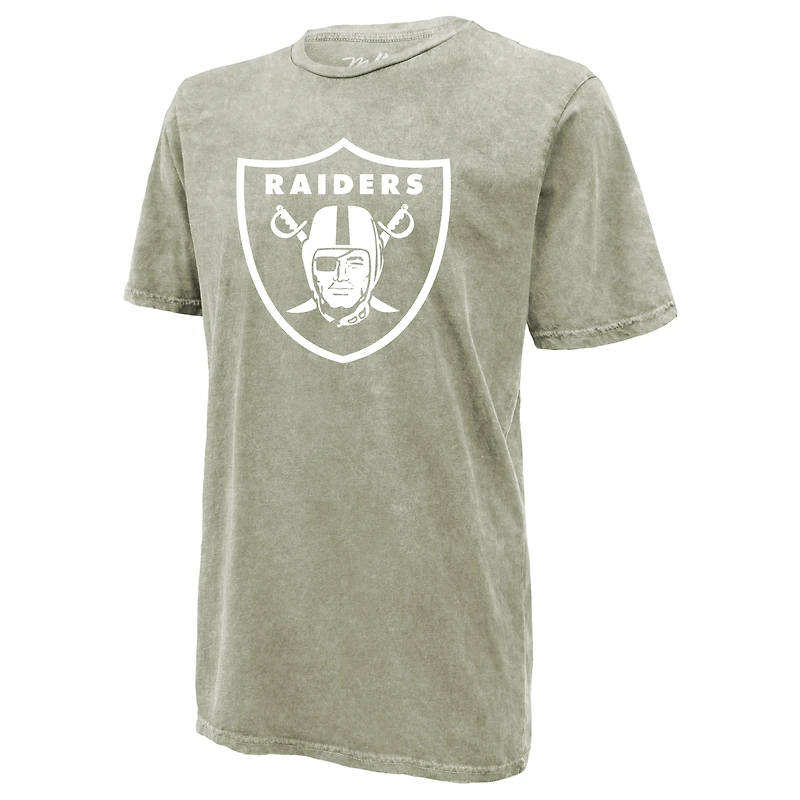 T-shirt Majestic Threads pour homme, Brock Bowers, vert mousse, Las Vegas Raiders, délavage minéral, nom et numéro