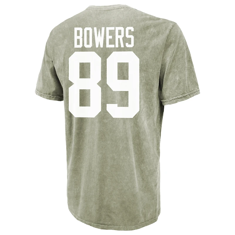 Men's Majestic Threads Brock Bowers Moss Green Las Vegas Raiders Mineral Wash Name & Number T-Shirt