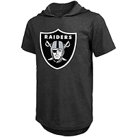 T-shirt à capuche en trois mélanges pour hommes, Majestic Threads, Darren Waller, Las Vegas Raiders, nom et numéro du joueur, noir