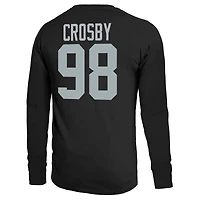 T-shirt à manches longues non vieilli pour homme Majestic Threads Maxx Crosby Black Las Vegas Raiders avec nom et numéro