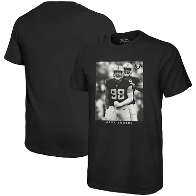 T-shirt surdimensionné avec image de joueur Majestic Threads Maxx Crosby pour hommes, Las Vegas Raiders, noir
