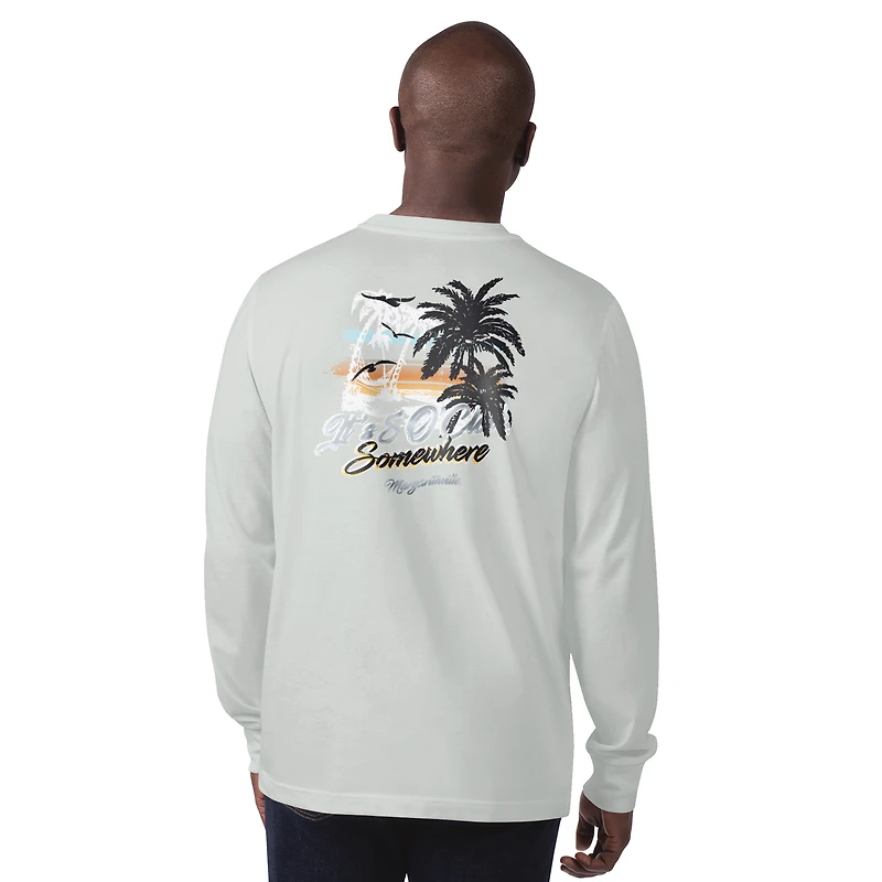 T-shirt à manches longues pour homme Margaritaville Gray Las Vegas Raiders It's Five O'Clock Somewhere