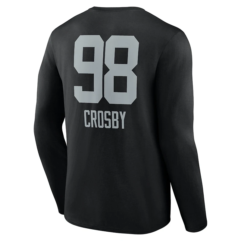 Men's Maxx Crosby Black Las Vegas Raiders Team Wordmark Name & Number Long Sleeve T-Shirt