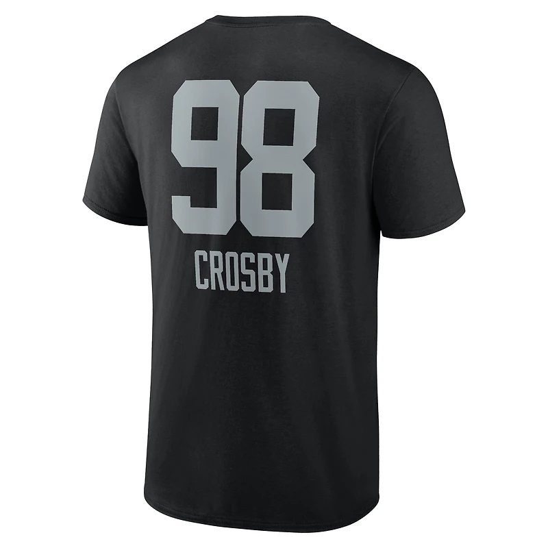 T-shirt noir Maxx Crosby pour homme avec nom et numéro de l'équipe des Las Vegas Raiders