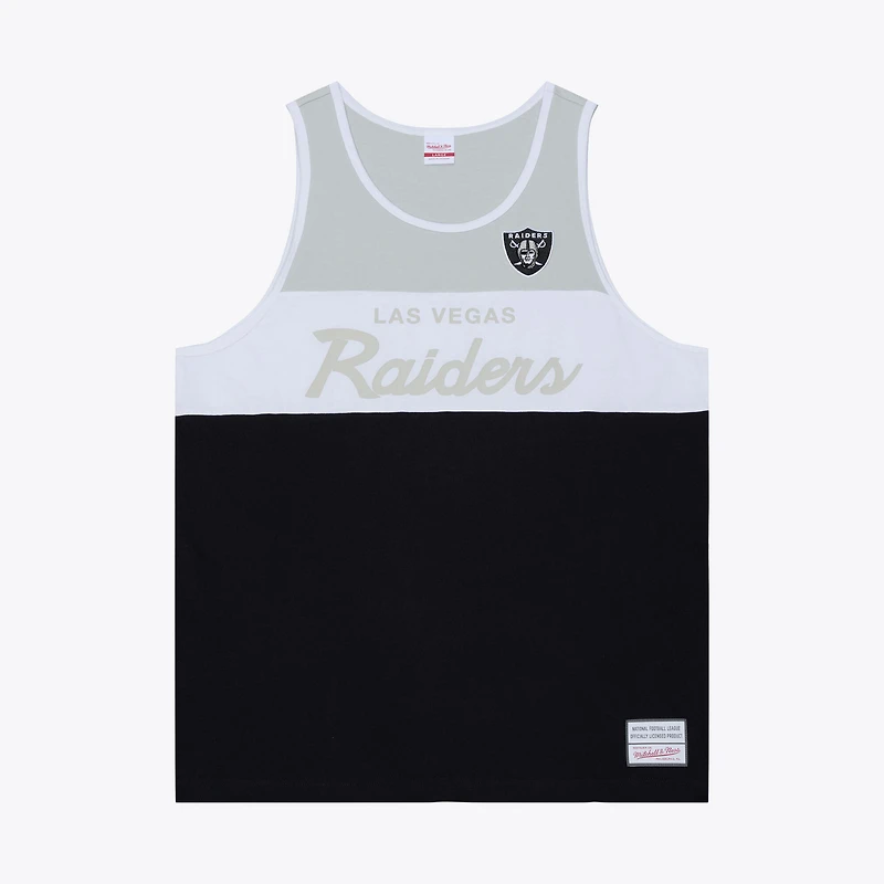 Débardeur Mitchell & Ness noir et argent pour homme, modèle entraîneur-chef des Raiders de Las Vegas