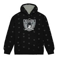 Men's Mitchell & Ness Black Las Vegas Raiders Allover Print Fleece Pullover Hoodie