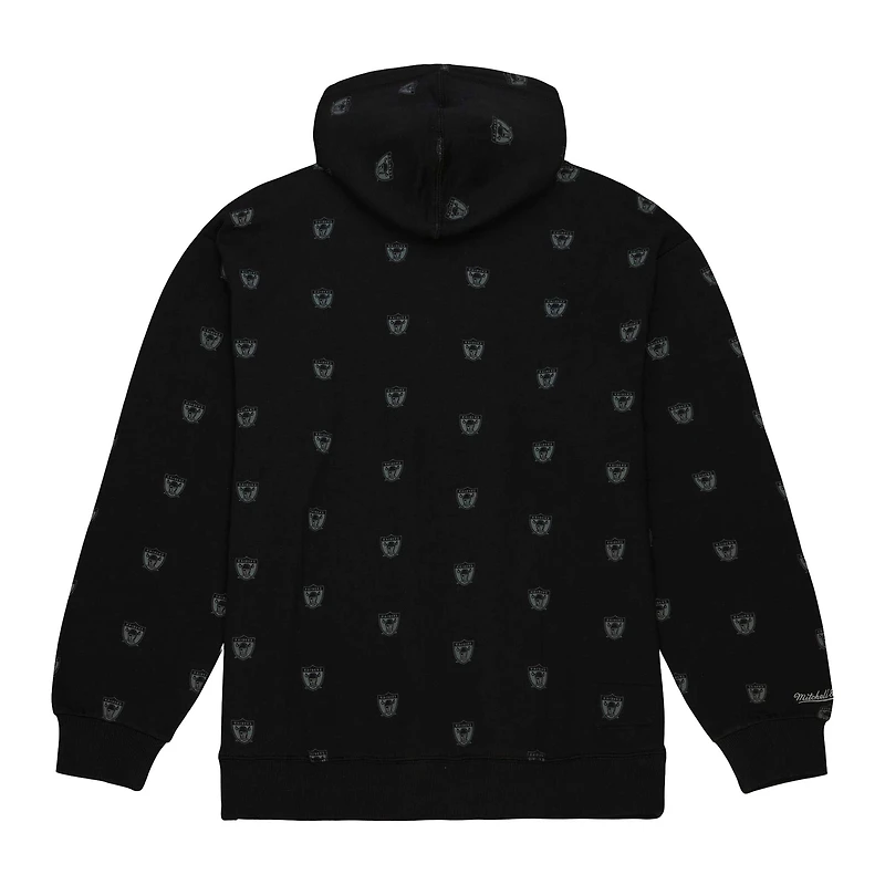 Sweat à capuche noir en polaire imprimé intégral Mitchell & Ness Las Vegas Raiders pour hommes