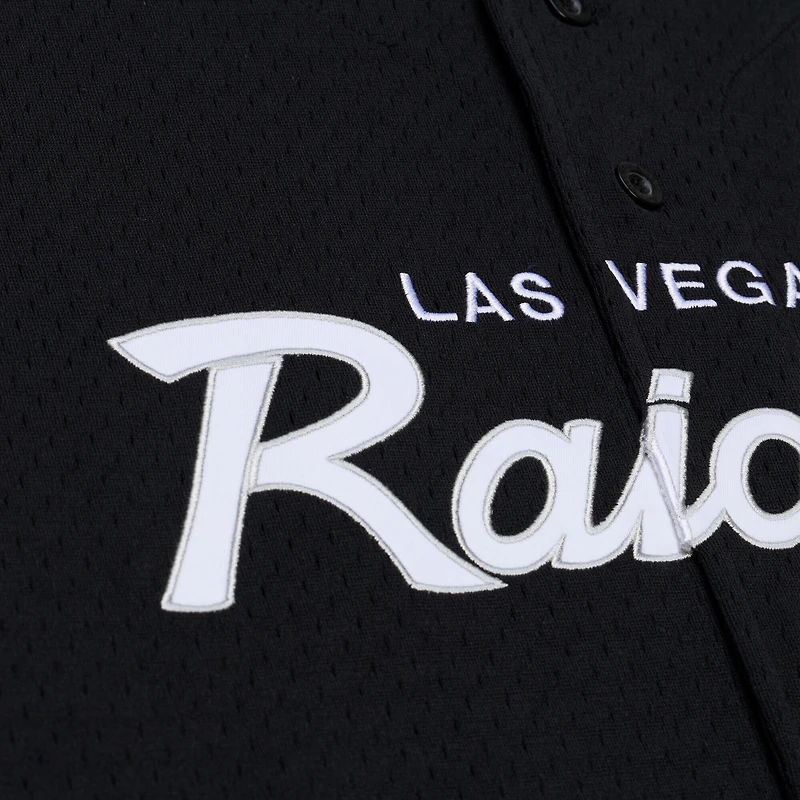 Men's Mitchell & Ness Black Las Vegas Raiders Head Coach Mesh Full-Button Fashion Jersey