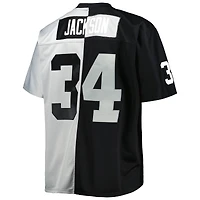 Men's Mitchell & Ness Bo Jackson Black/Silver Las Vegas Raiders Big Tall Split Legacy Retired Player Replica Jersey