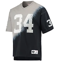 T-shirt Mitchell & Ness Bo Jackson noir et argent pour homme, Las Vegas Raiders, nom numéro du joueur retraité, imprimé tie-dye en diagonale, col V