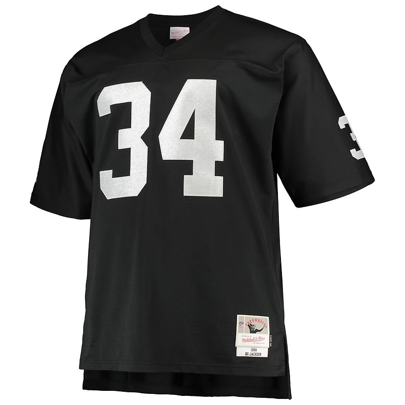 Maillot réplique Mitchell & Ness Bo Jackson noir des Raiders de Las Vegas, grandes tailles, 1988, joueur retraité, pour homme.
