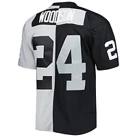 Maillot réplique Mitchell & Ness Charles Woodson pour hommes, noir/argent, Las Vegas Raiders 1998 Split Legacy