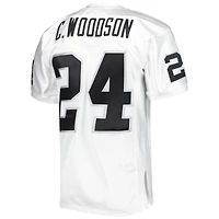 Maillot de joueur retraité authentique Mitchell & Ness Charles Woodson blanc des Las Vegas Raiders 2002
