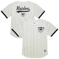 Maillot de mode Mitchell & Ness crème pour homme, Las Vegas Raiders, grandes tailles, en maille épaisse et boutonnée