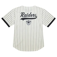 Men's Mitchell & Ness  Cream Las Vegas Raiders Big Tall Heavyweight Mesh Button-Up Fashion Jersey