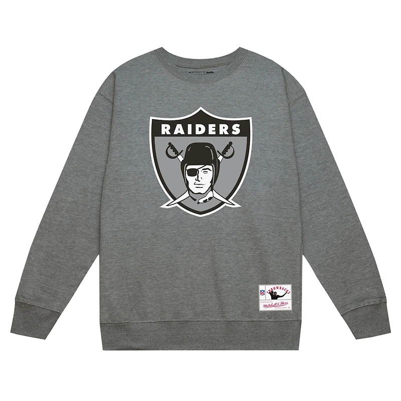 Men's Mitchell & Ness Heather Gray Las Vegas Raiders Basic Fleece Pullover Sweatshirt
