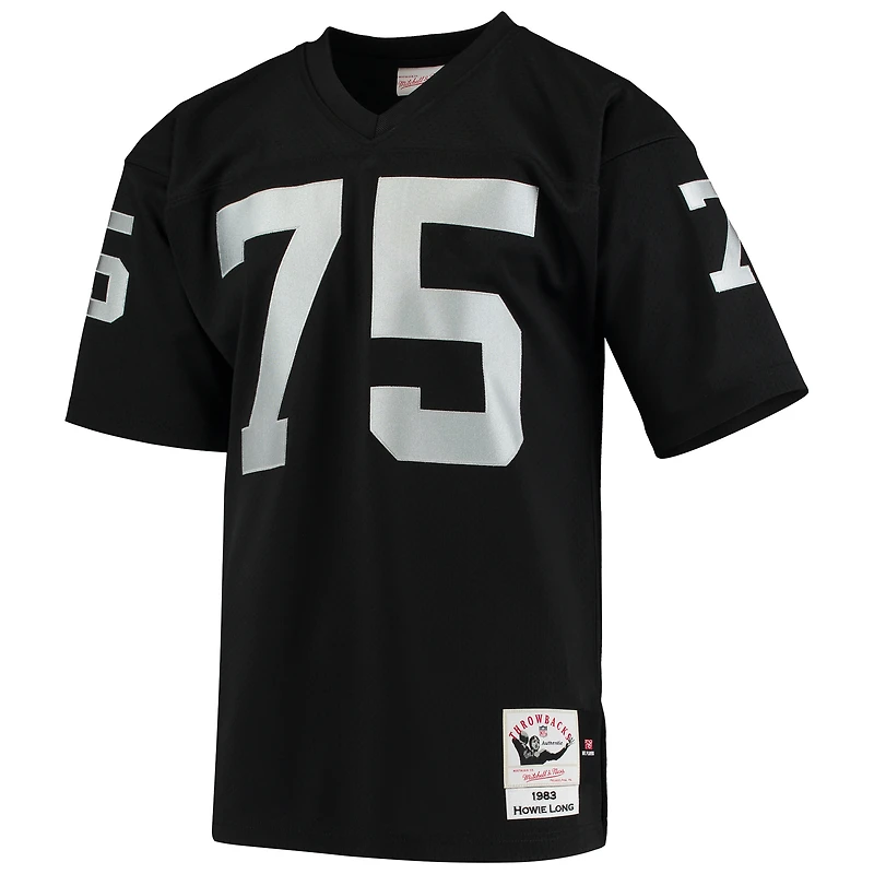 Maillot de joueur retraité authentique Mitchell & Ness Howie Long noir des Las Vegas Raiders 1983 pour hommes