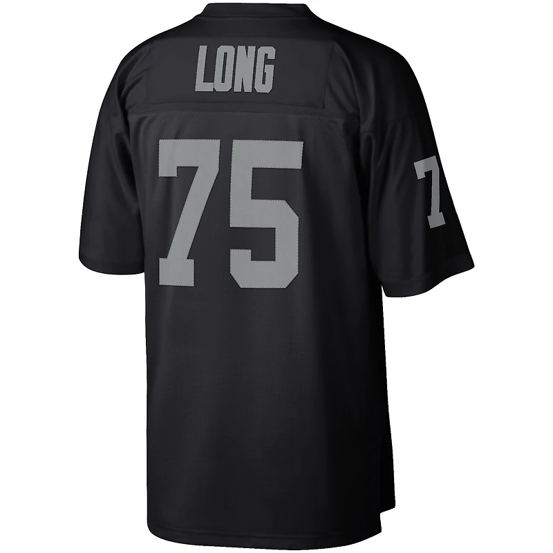Maillot réplique Mitchell & Ness Howie Long noir pour homme, commémorant la retraite d'un joueur des Raiders de Las Vegas.