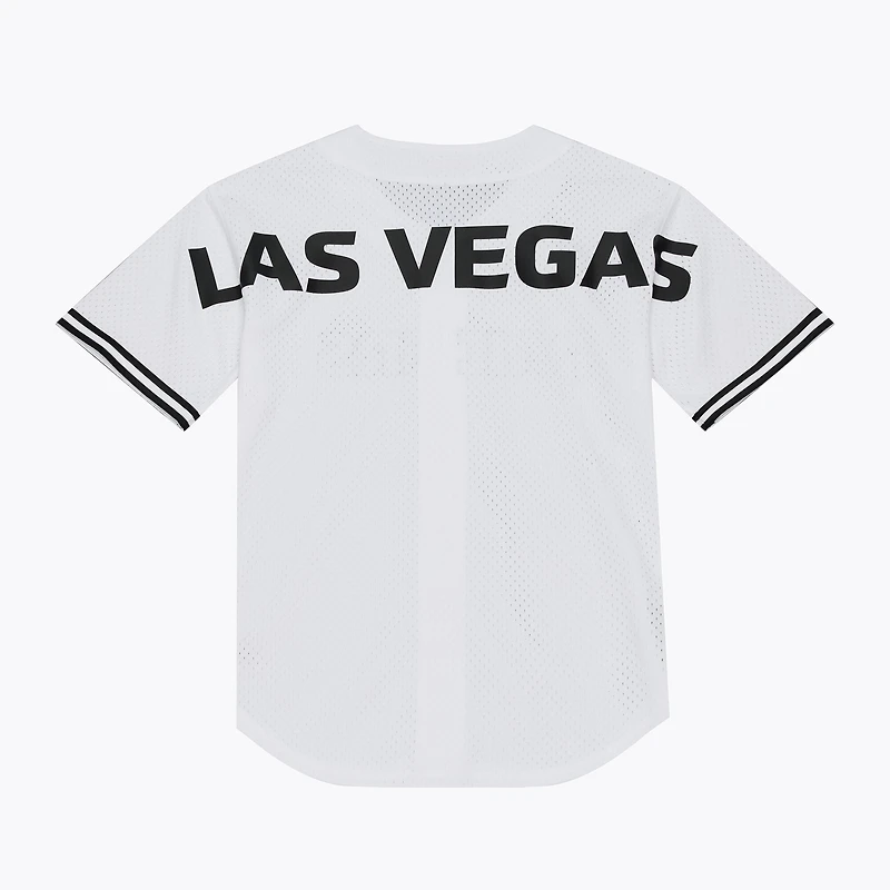 Men's Mitchell & Ness White Las Vegas Raiders Monochrome Mesh Full-Button Baseball Jersey