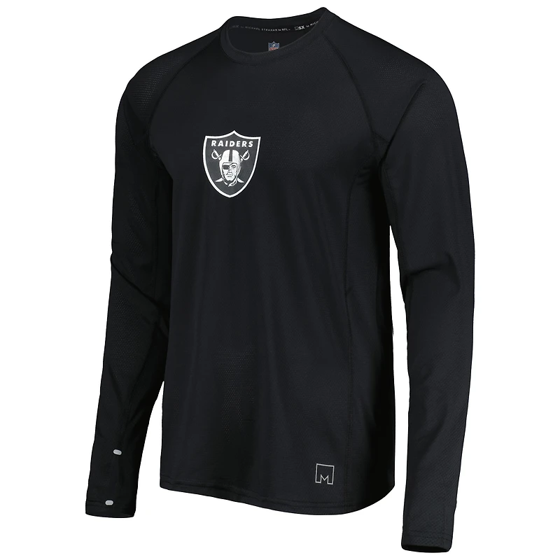Men's MSX by Michael Strahan Black Las Vegas Raiders Interval Long Sleeve Raglan T-Shirt