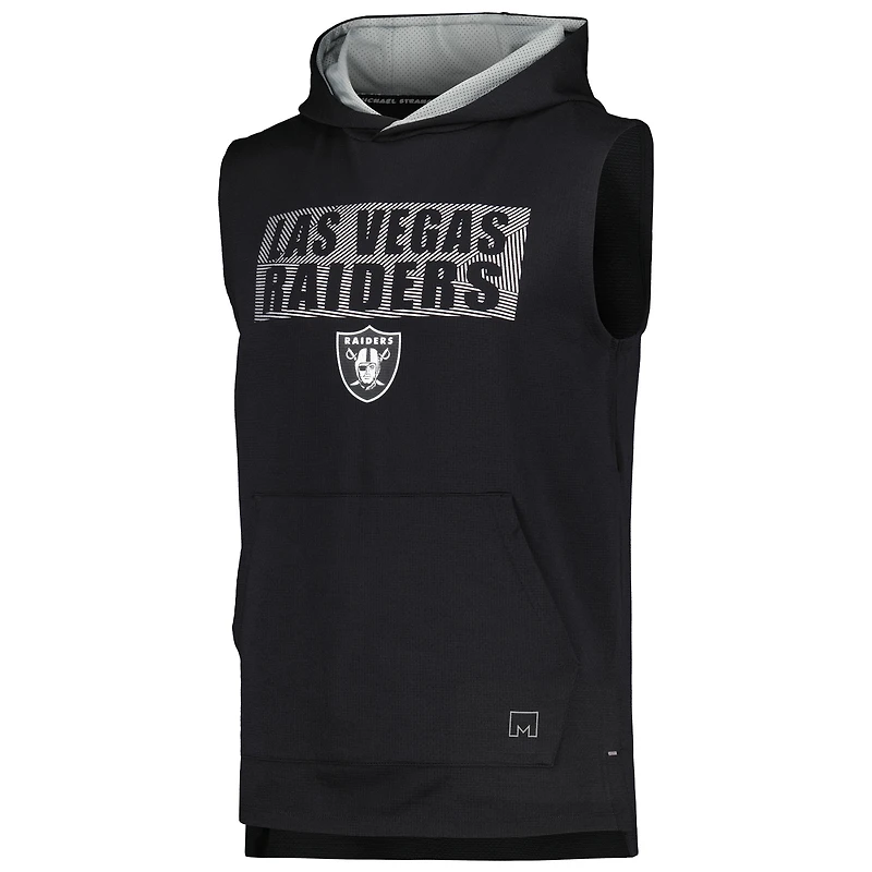 Men's MSX by Michael Strahan Black Las Vegas Raiders Marathon Sleeveless Pullover Hoodie