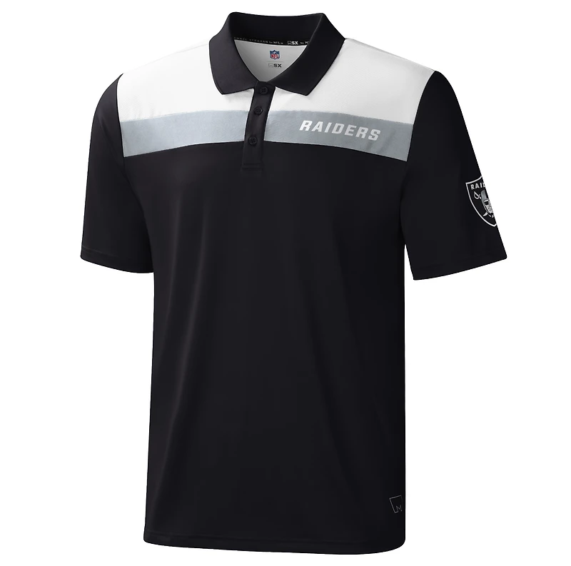 Polo MSX by Michael Strahan noir Las Vegas Raiders Warrior à couleurs contrastées