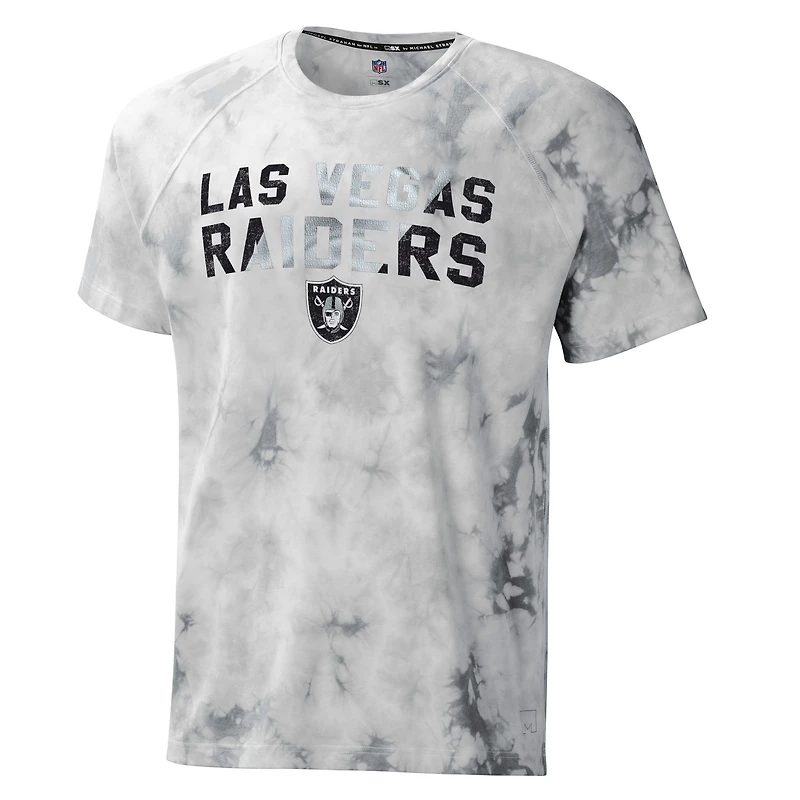 Men's MSX by Michael Strahan Gray Las Vegas Raiders Resolution Tie-Dye Raglan T-Shirt