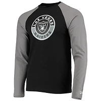 T-shirt à manches longues raglan Las Vegas Raiders League noir/gris New Era pour homme