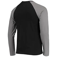T-shirt à manches longues New Era noir/gris Las Vegas Raiders League Raglan Throwback pour homme