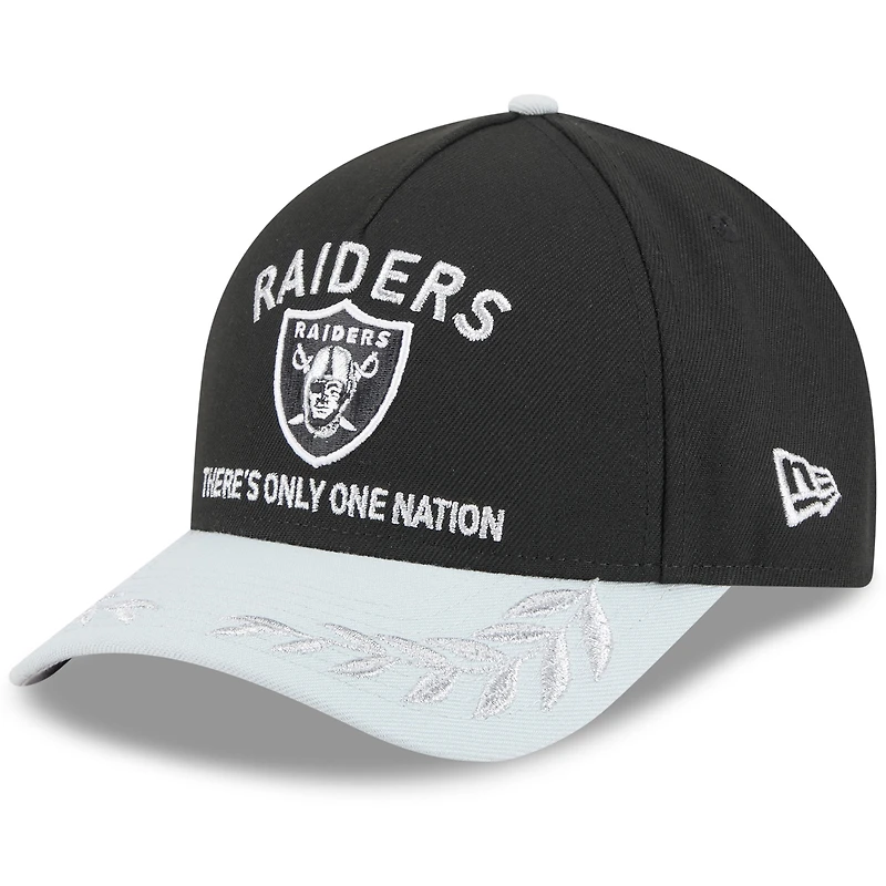 Men's New Era Black/Silver Las Vegas Raiders 2025 NFL Draft 9FORTY M-Crown A-Frame Adjustable Hat