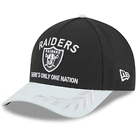 Men's New Era Black/Silver Las Vegas Raiders 2025 NFL Draft 9FORTY M-Crown A-Frame Adjustable Hat