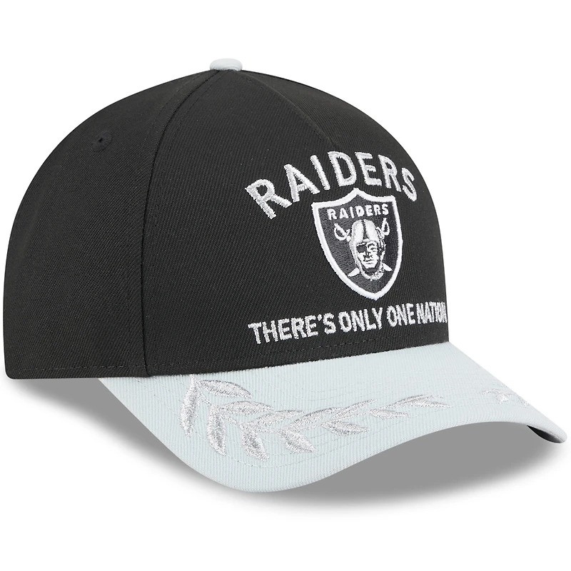 Men's New Era Black/Silver Las Vegas Raiders 2025 NFL Draft 9FORTY M-Crown A-Frame Adjustable Hat