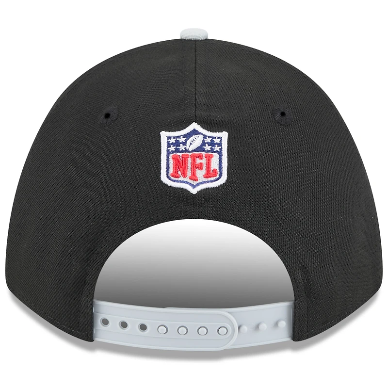 Men's New Era Black/Silver Las Vegas Raiders 2025 NFL Draft 9FORTY M-Crown A-Frame Adjustable Hat
