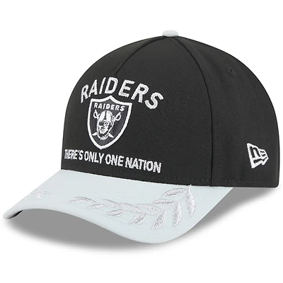 Casquette ajustable New Era 9FORTY M-Crown A-Frame noire/argentée pour homme, édition 2025 de la NFL des Las Vegas Raiders