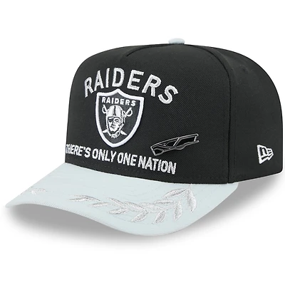 Men's New Era Black/Silver Las Vegas Raiders 2025 NFL Draft On Stage A-Frame 59FIFTY Fitted Hat