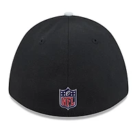 Casquette New Era Flex noire et argentée pour homme, Las Vegas Raiders, Draft NFL 2026, modèle 39THIRTY M-Crown