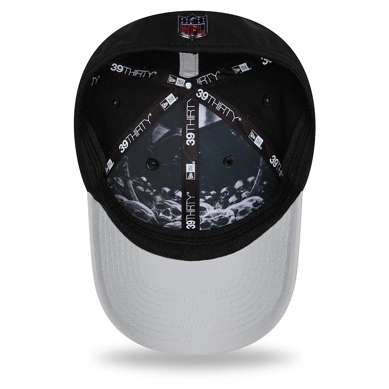 Men's New Era Black/Silver Las Vegas Raiders 2026 NFL Draft 39THIRTY M-Crown Flex Hat