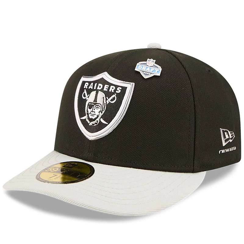 Men's New Era  Black/Silver Las Vegas Raiders 2026 NFL Draft Pre-Curved 59FIFTY Fitted Hat