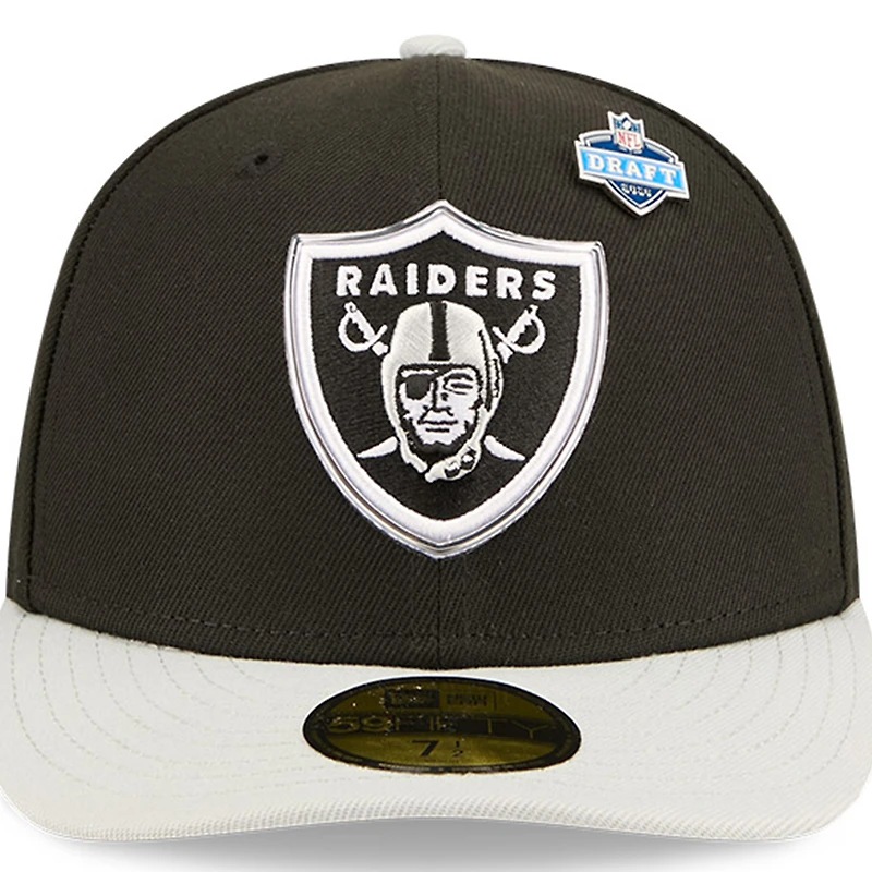 Men's New Era  Black/Silver Las Vegas Raiders 2026 NFL Draft Pre-Curved 59FIFTY Fitted Hat