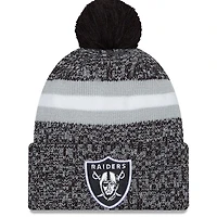 Bonnet en tricot noir avec pompon pour homme Las Vegas Raiders 2023 Sideline New Era
