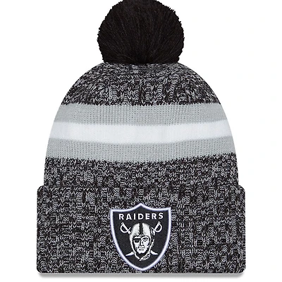 Men's New Era  Black Las Vegas Raiders 2023 Sideline Cuffed Knit Hat With Pom
