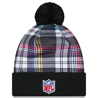 Bonnet en tricot à revers avec pompon NFL Crucial Catch 2024 Las Vegas Raiders New Era noir pour homme