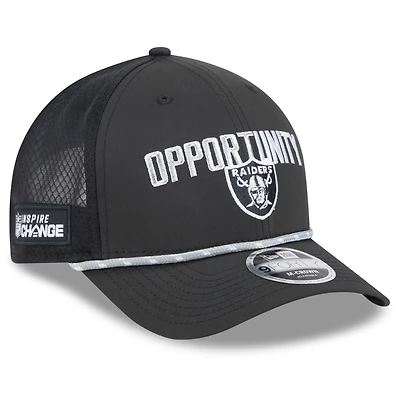 Men's New Era Black Las Vegas Raiders 2025 Inspire Change 9FORTY M-Crown Adjustable Hat