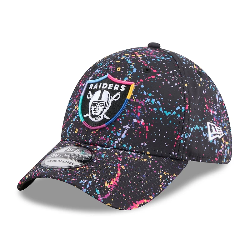 Men's New Era  Black Las Vegas Raiders 2025 NFL Crucial Catch 39THIRTY Flex Hat